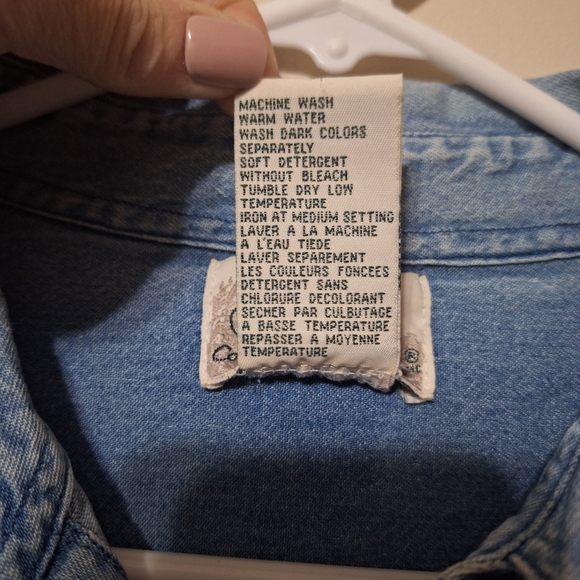 Vintage 90s Denim Shirt Apple Pie Harvest Farm Embroidery Cottagecore L - Picture 6 of 11